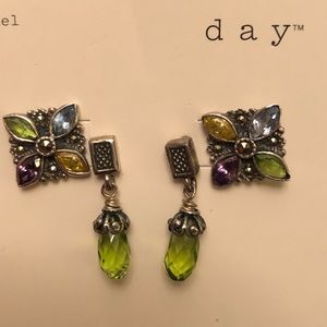 Earrings silver with semi precious stones